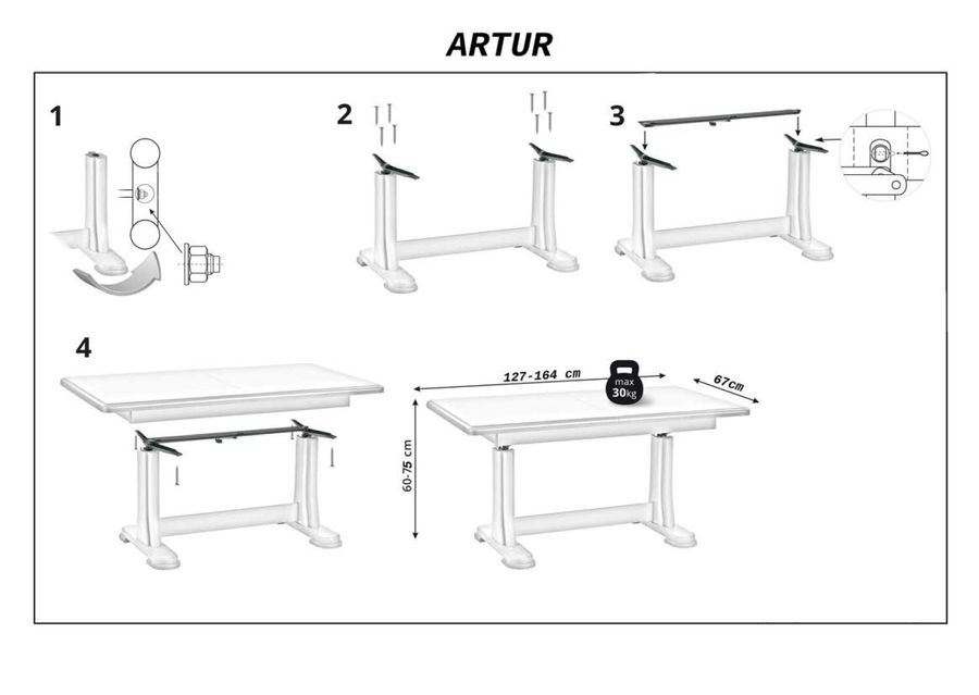 Стіл трансформер Artur 127(164)x67x60(75) Signal (ARTURK)