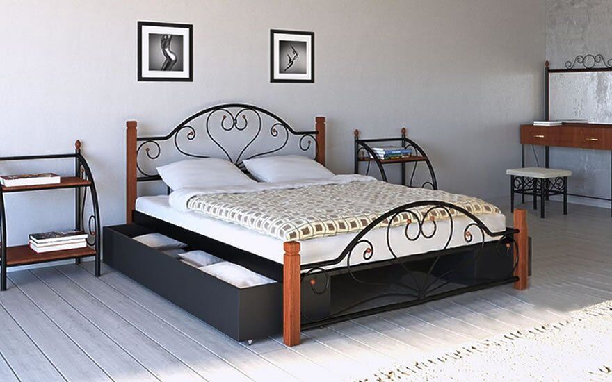 Ліжко Джоконда з дерев'яними ніжками Метал-Дизайн