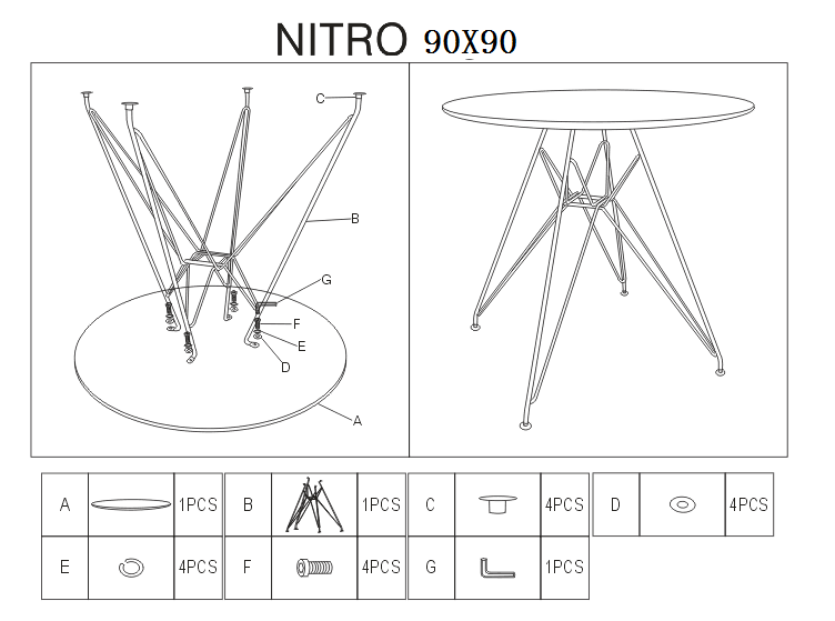 Стіл Nitro 90x90 Signal (NITROBCH90)