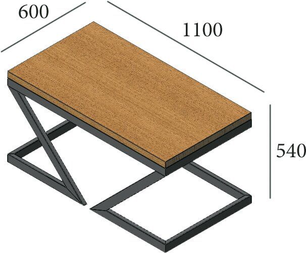 Журнальный столик Зетт 540/1100/600 (труба 50х25) Металл - Дизайн