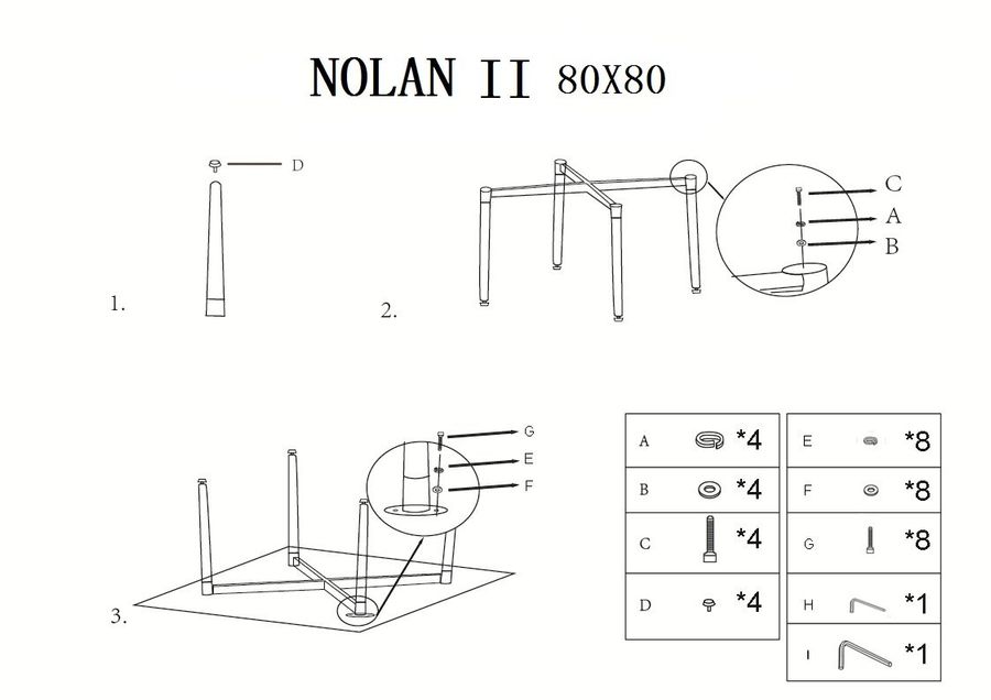 Стіл Nolan II 80x80 Signal (NOLAN80)