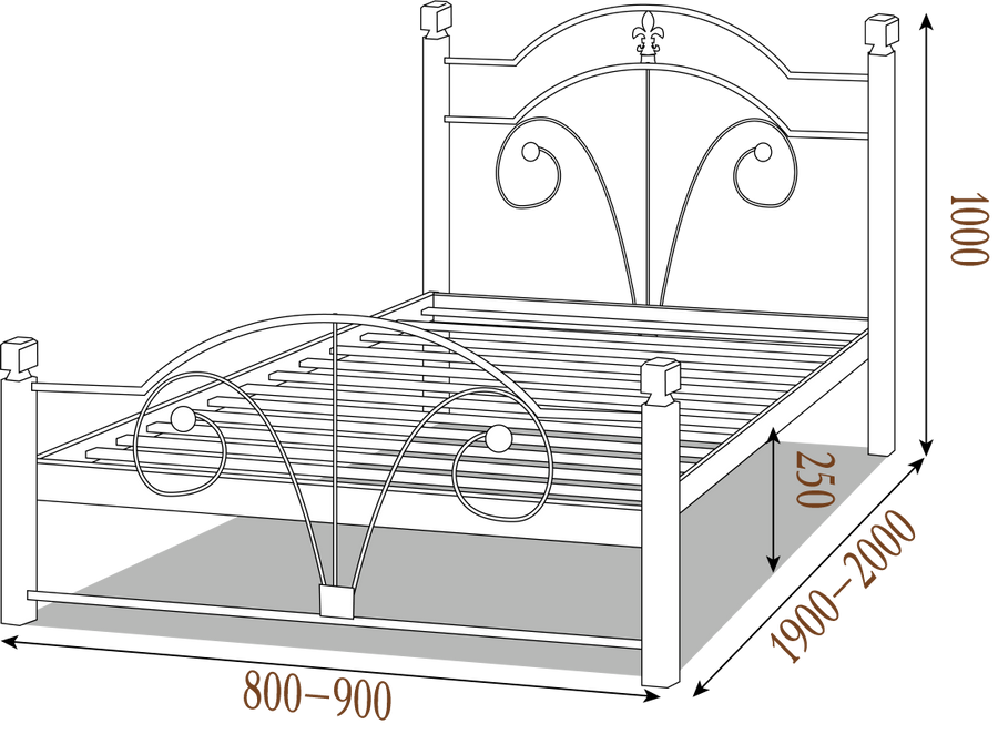 Ліжко Діана міні з дерев'яними ніжками Метал-Дизайн