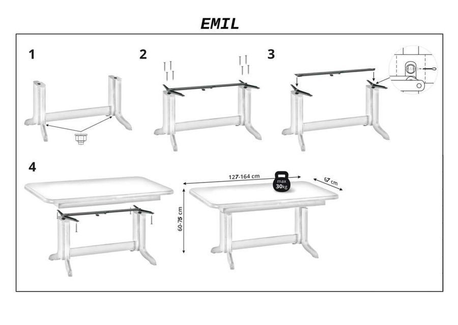 Стіл трансформер Emil 127(164)x67x60(75) Signal (EMILDS)