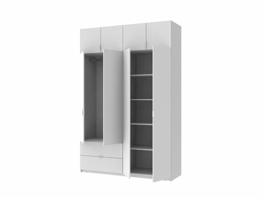 Распашной шкаф для одежды Лукас Белый/Белый 160х50х240 (44900191)
