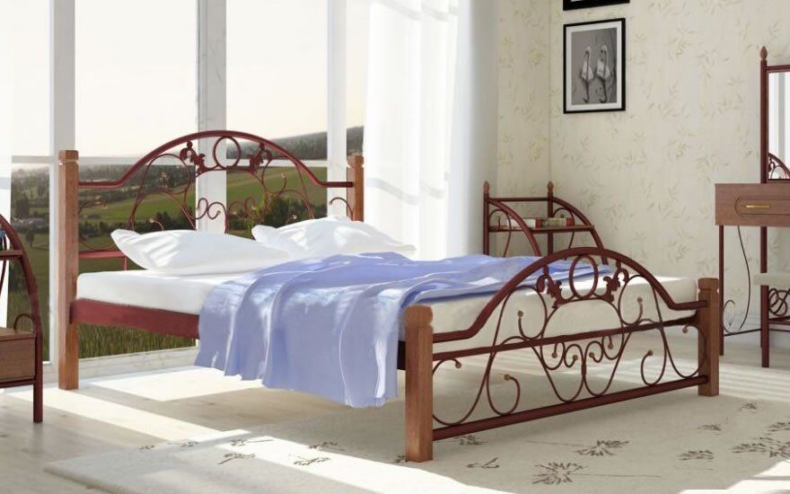 Ліжко Франческа з дерев'яними ніжками Метал-Дизайн