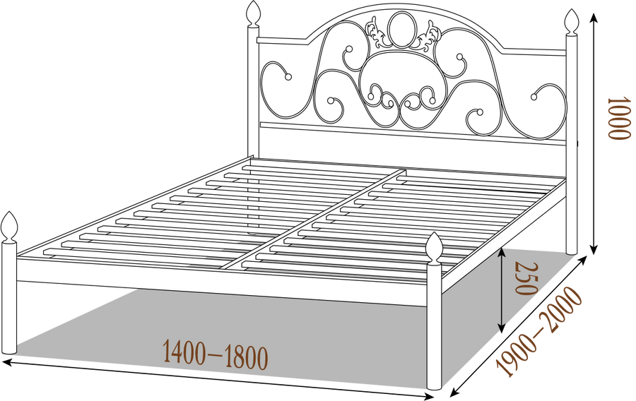 Кровать Франческа с деревянными ножками Металл-Дизайн