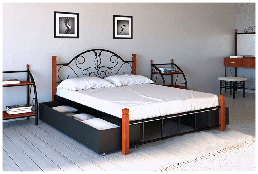 Кровать Анжелика с деревянными ножками Металл-Дизайн
