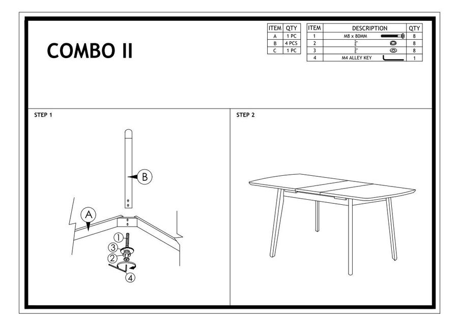 Стол Combo ІІ 120(160)X80 Signal (COMBOIIDBB120X80)