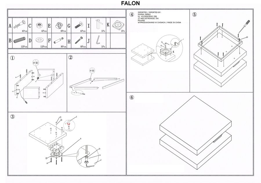 Журнальный столик Falon 75(105)x75x34 Signal (FALONB)