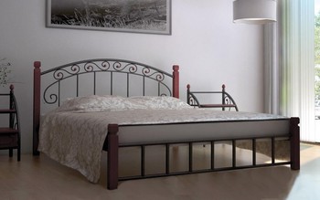 Ліжко Афіна з дерев'яними ніжками Метал-Дизайн
