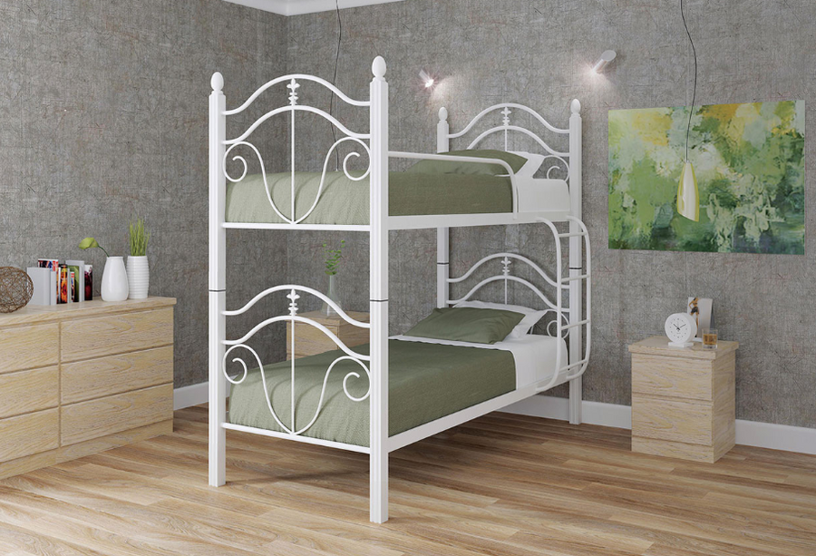Ліжко двох'ярусне Діана з дерев'яними ніжками Метал-Дизайн