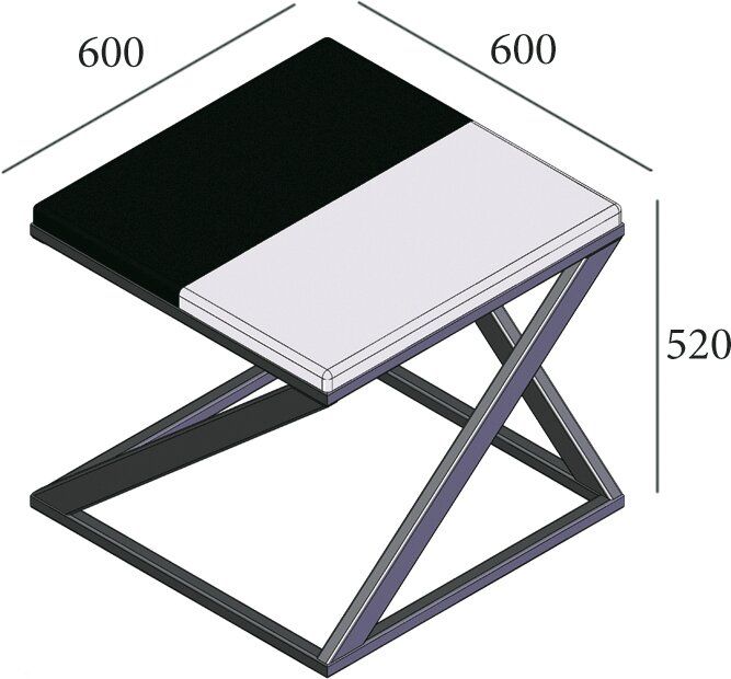 Журнальний столик Бент 540/600/600 (труба 50х25) Метал - Дизайн